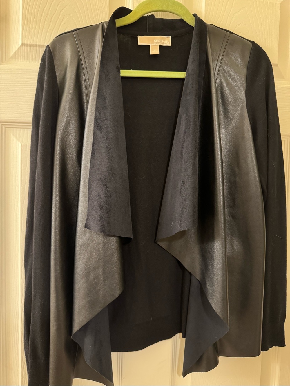 MICHAEL Michael Kors Black Leather Jacket Cardigan